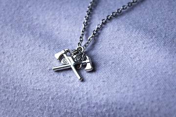 Handmade Medium-Length Firefighter Fire Axe Necklace