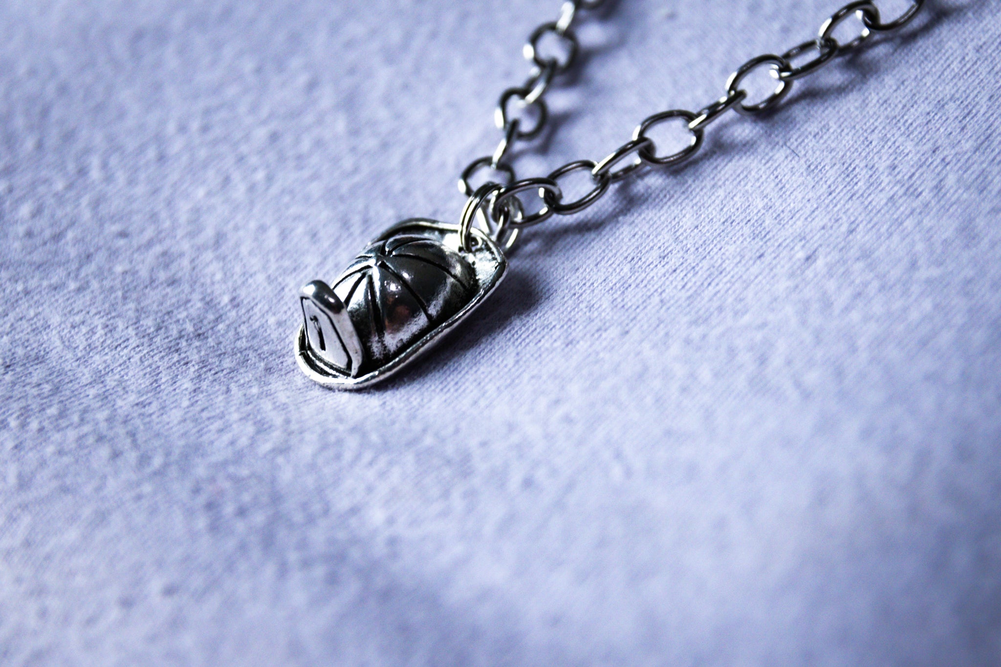 Handmade Short-Length Fire Helmet Pendant Necklace