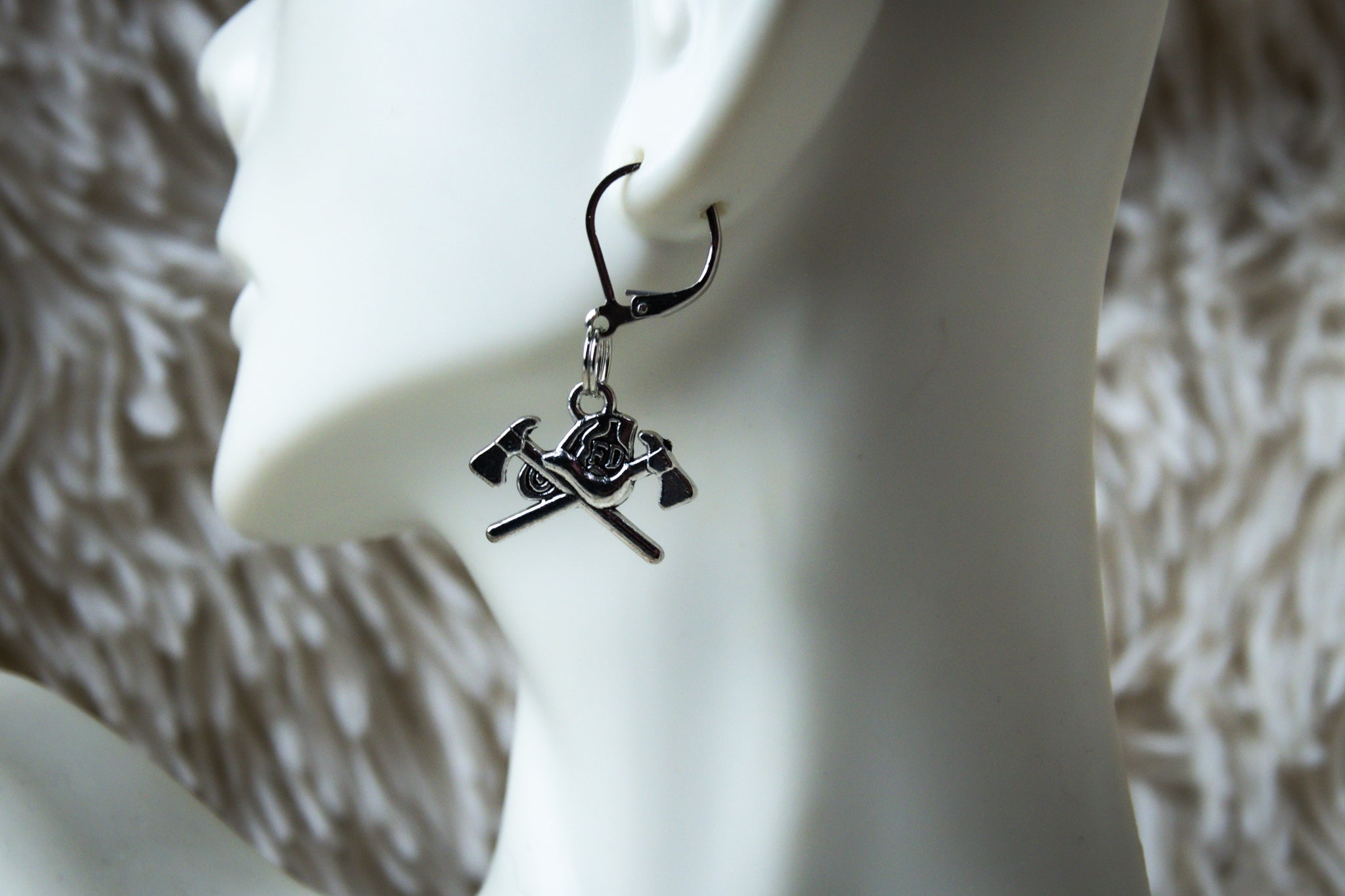 Handmade Firefighter Axe Earring Set