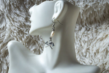 Handmade Firefighter Axe Earrings Set With Pearl