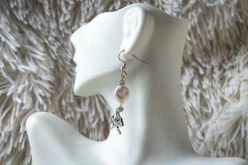 Handmade Firefighter Axe Earrings with White Stone