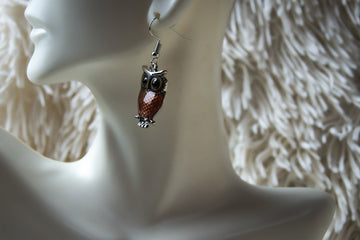 Handmade Firefighter Owl Earrings