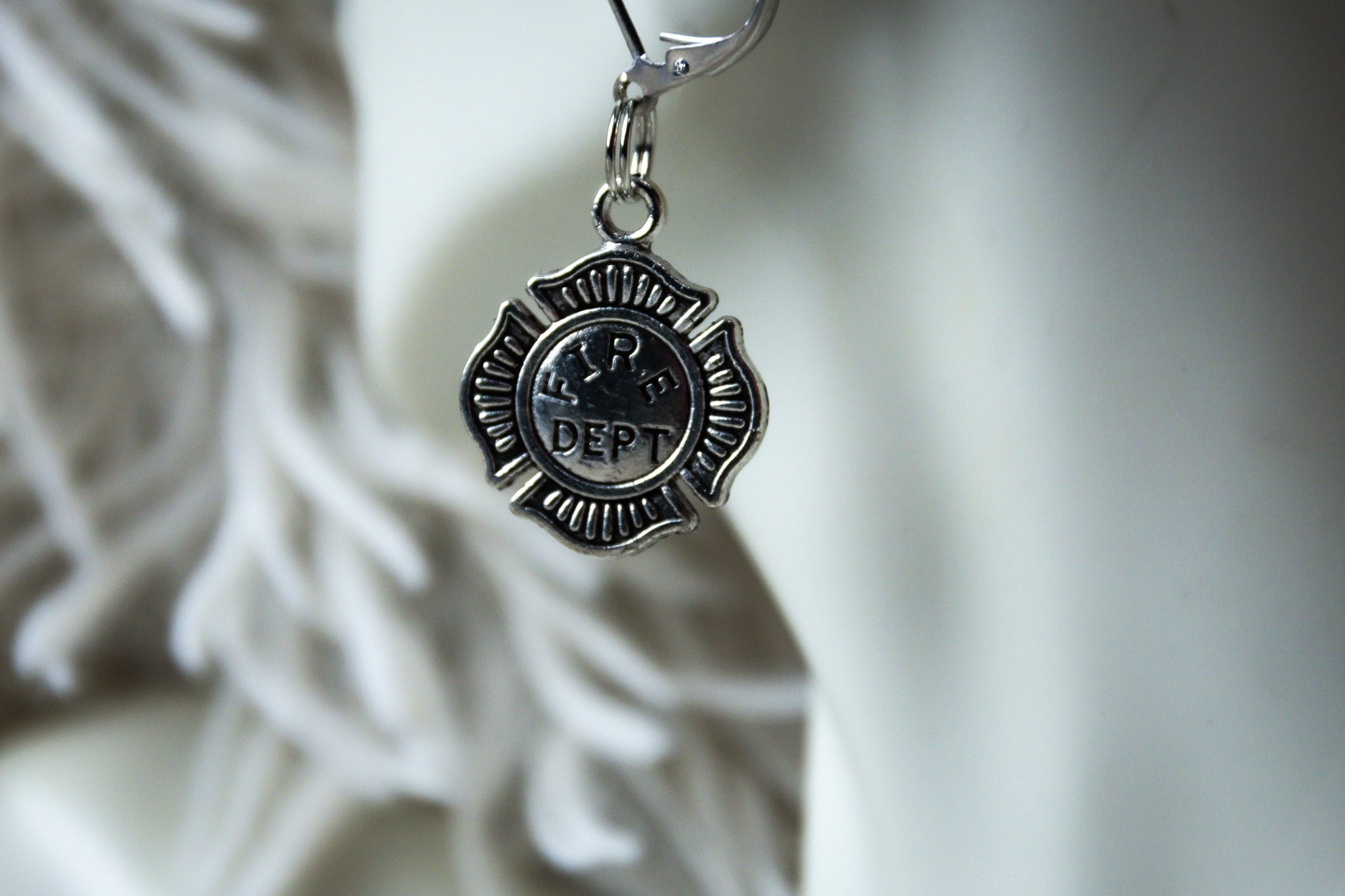 Handmade Small Firefighter Shield Earrings