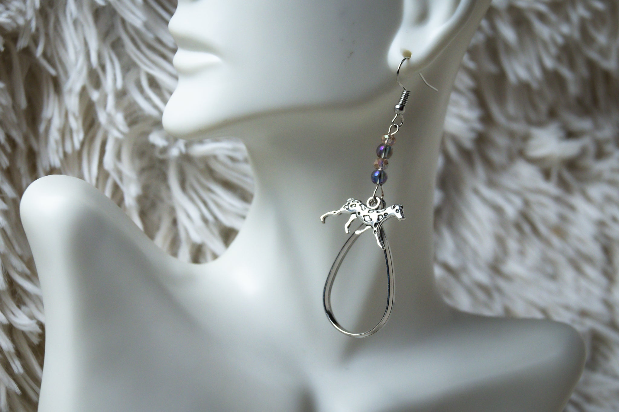 Handmade Firefighter Dog Hoop Earrings