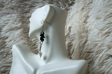 Handmade Firefighter Shovel and Black Stone Earrings
