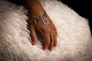 Ships Helm, Dolphin, and Hearts Charm Bracelet
