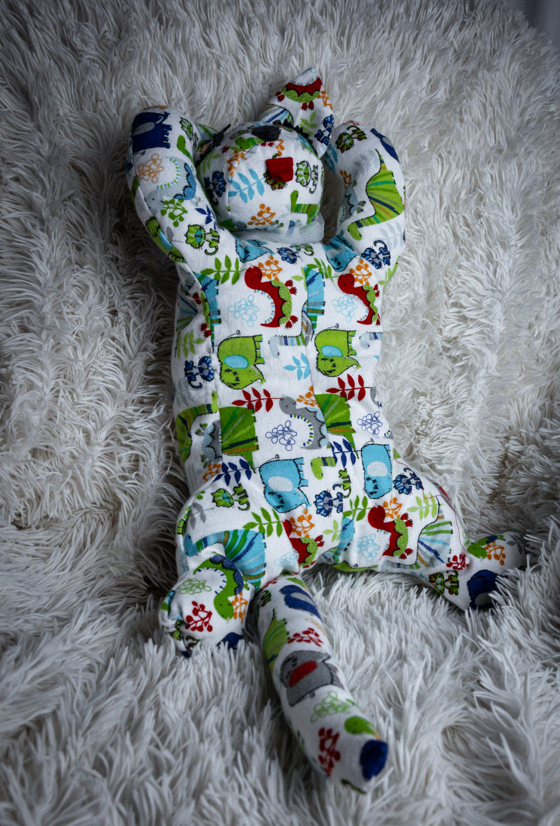 Hand-Sewn Dinosaur Print Cat Toy for Kids