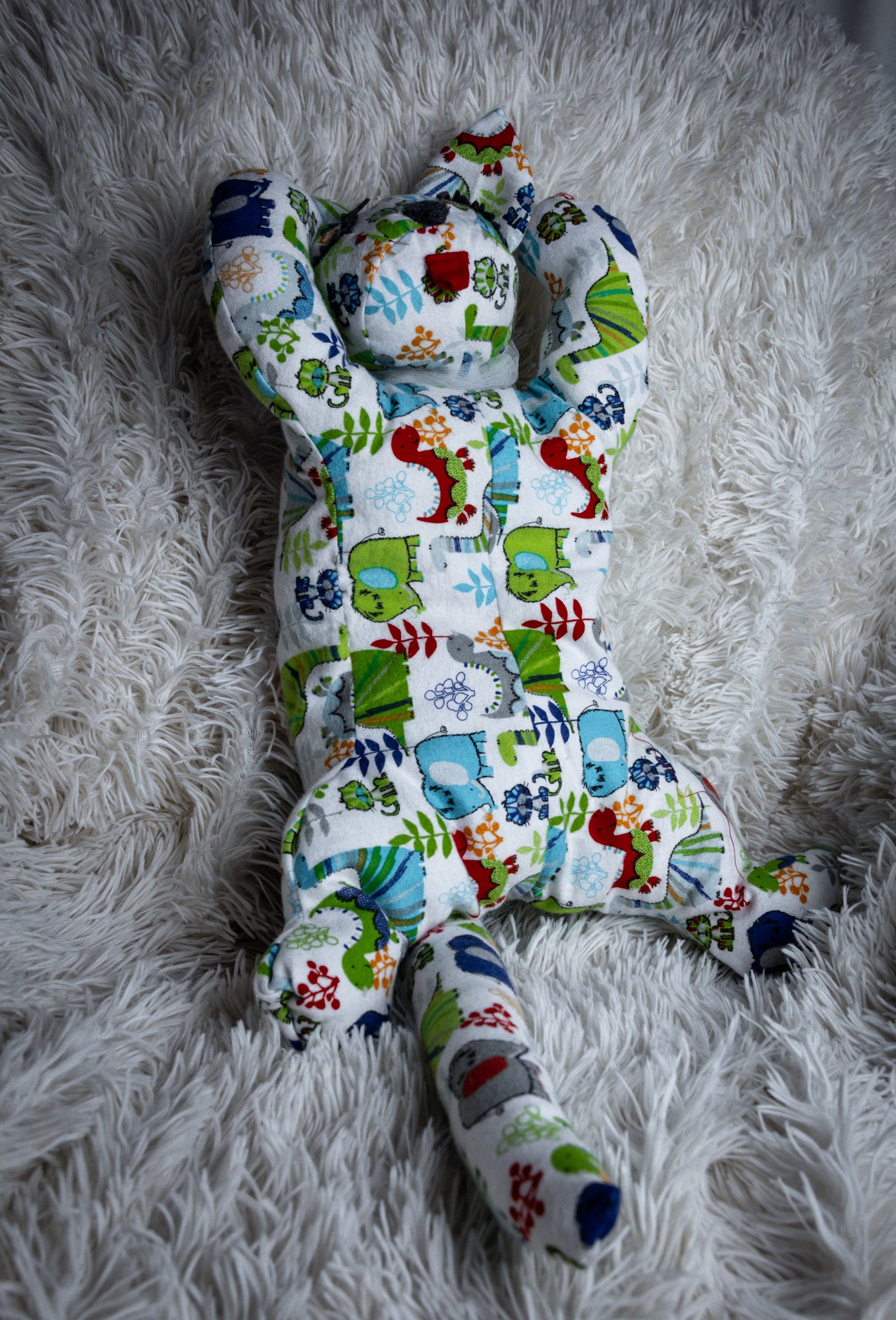 Hand-Sewn Dinosaur Print Cat Toy for Kids