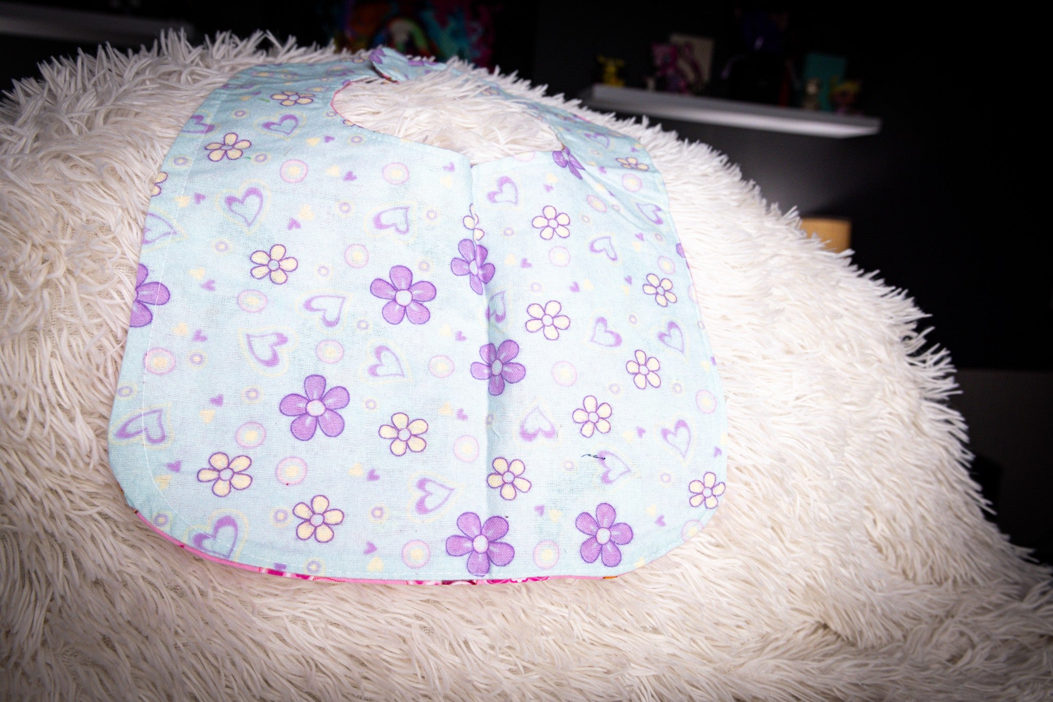 White and Pink Flower Baby Bib