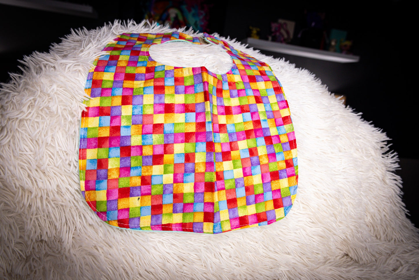 Multi-Color Checkered Baby Bib