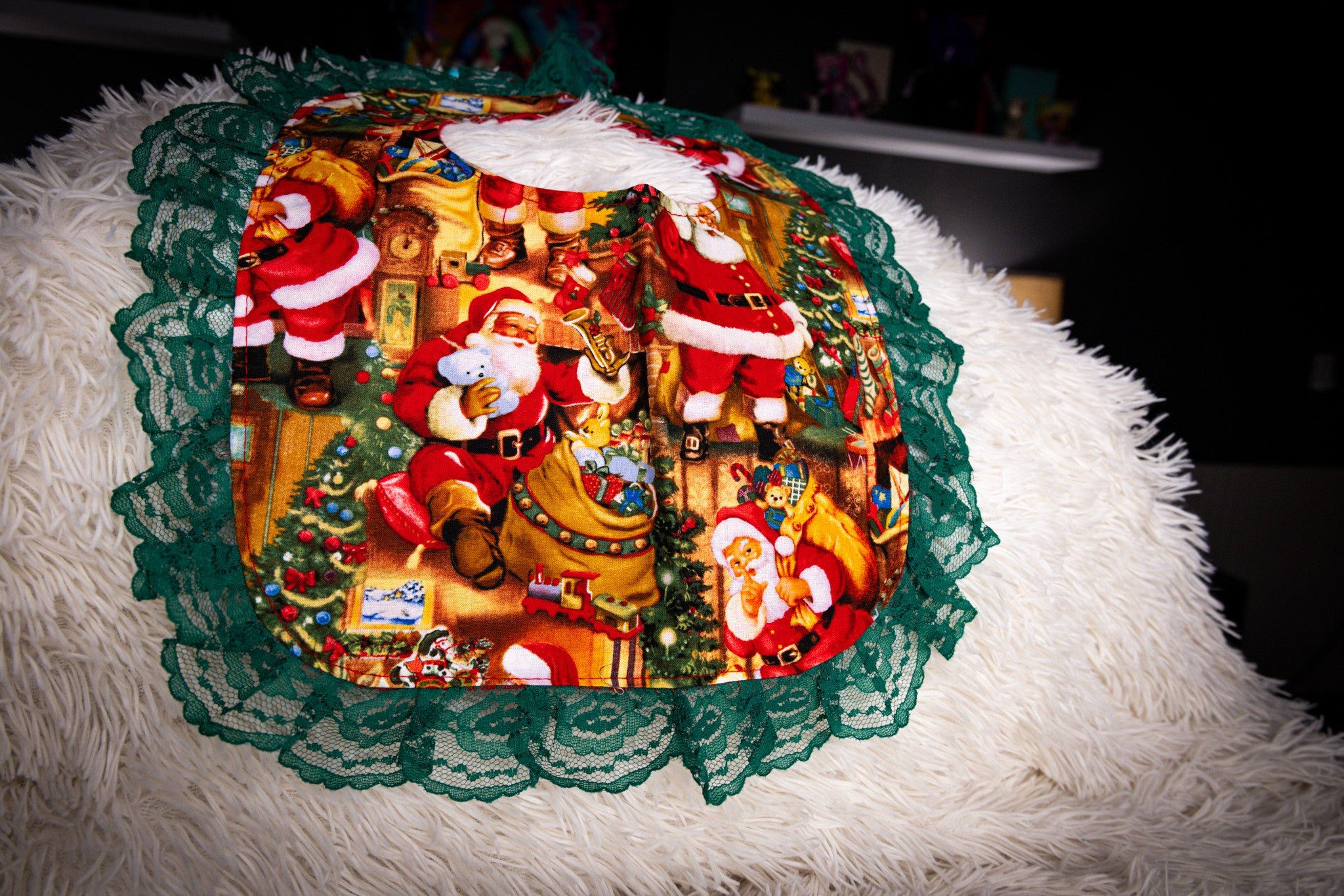 Santa Claus with Lace Baby Bib