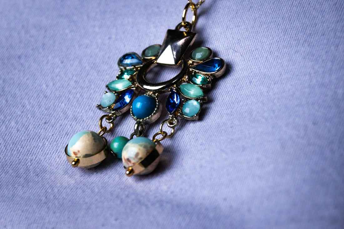 Luxury Blue Stone Necklace and Earring Set