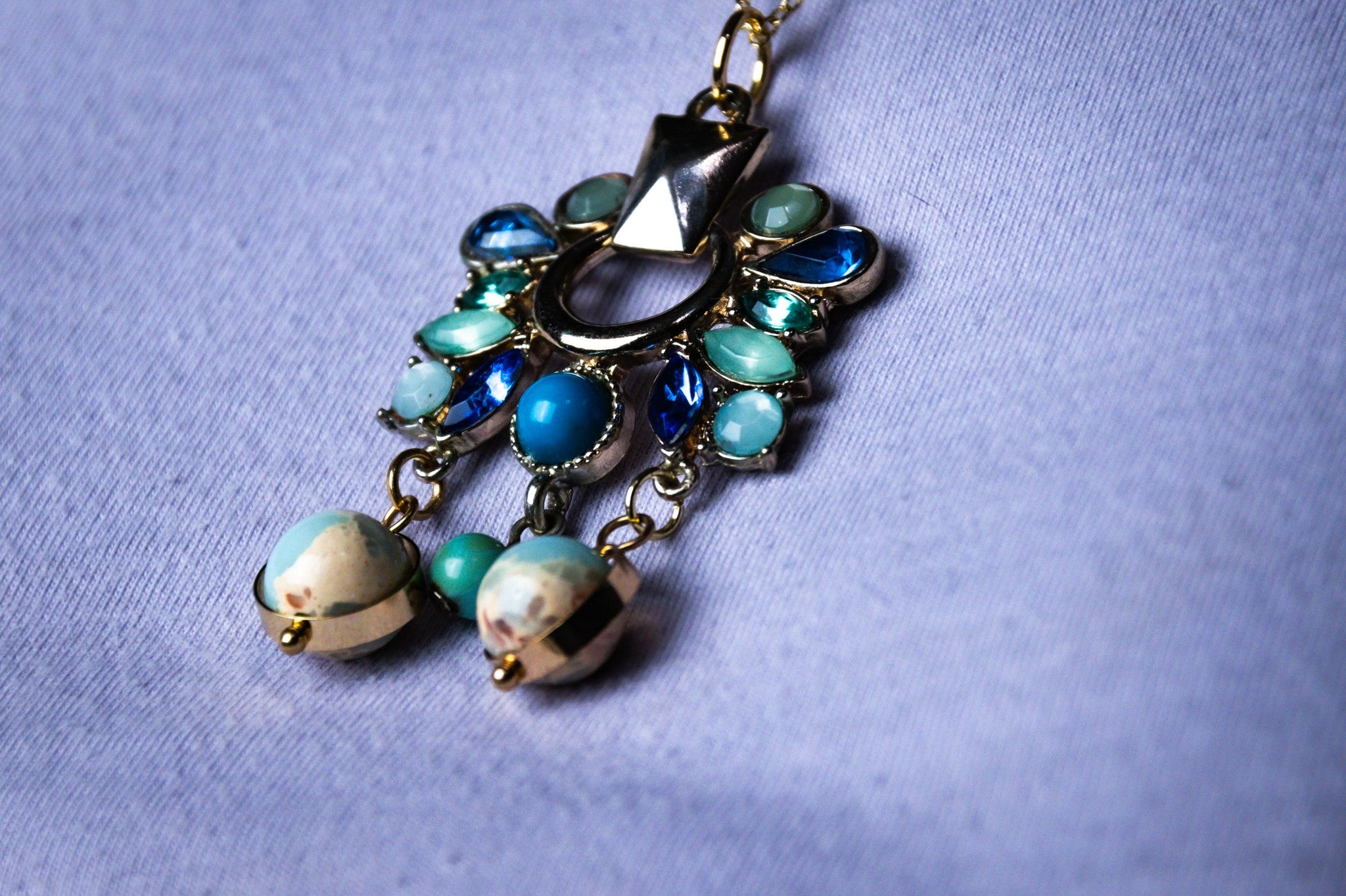 Luxury Blue Stone Necklace and Earring Set