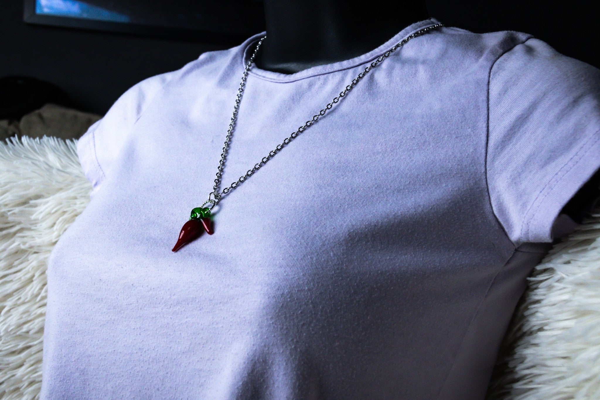 Luxury Glass Red Pepper Charm Necklace, Earring, and Bracelet Set