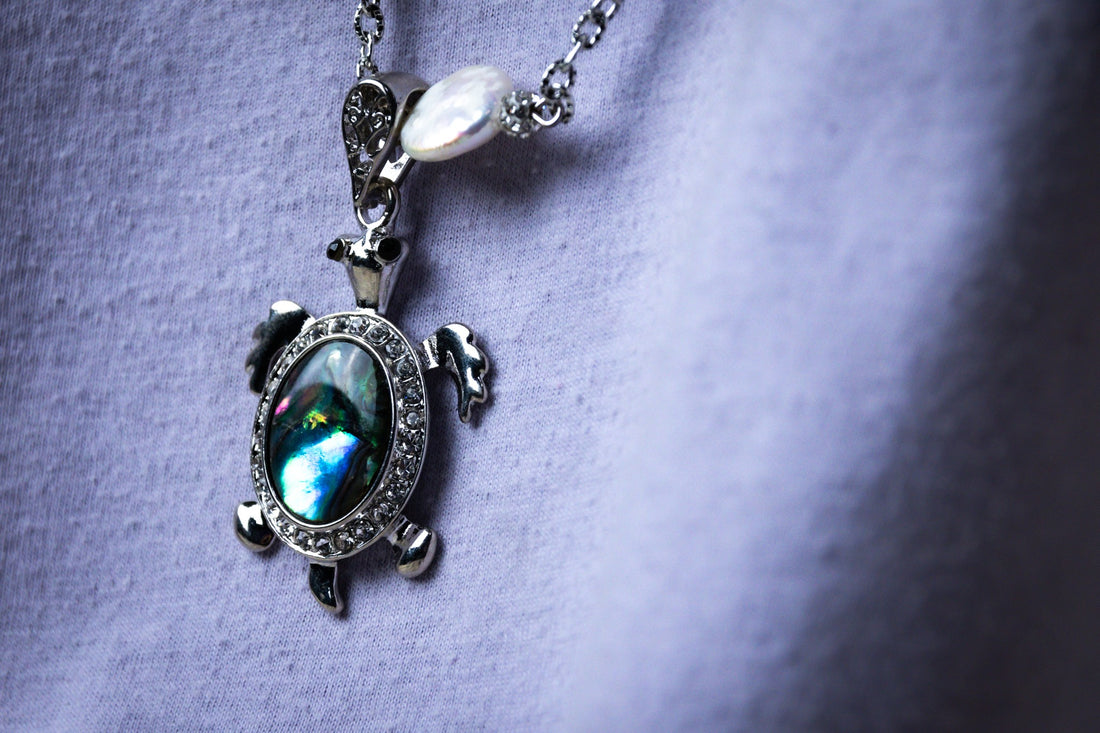 Luxury White Pearl and Turtle Necklace, Earring, and Bracelet Set