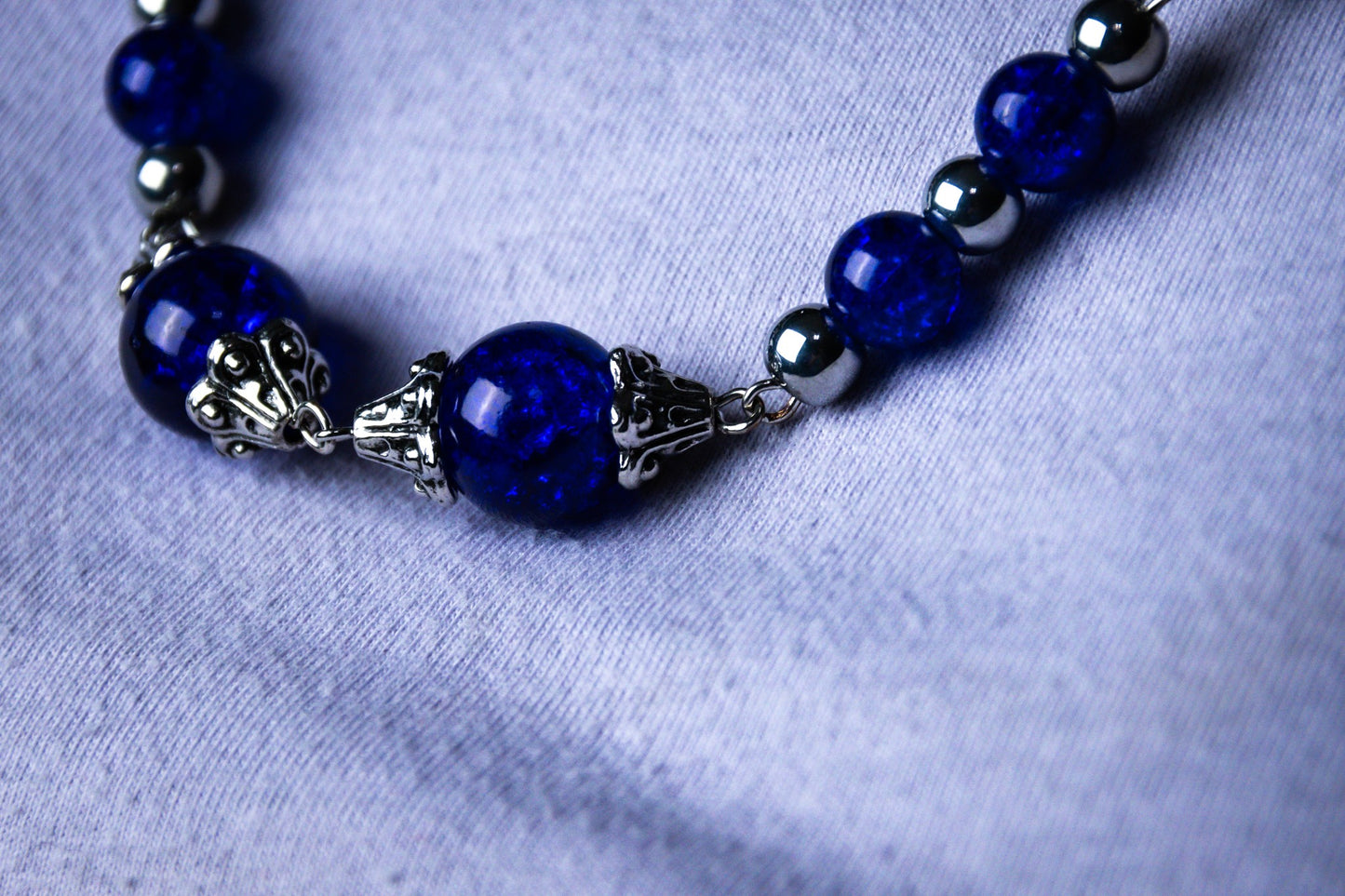 Luxury Blue Bead and Stone Necklace, Earring, and Bracelet Set