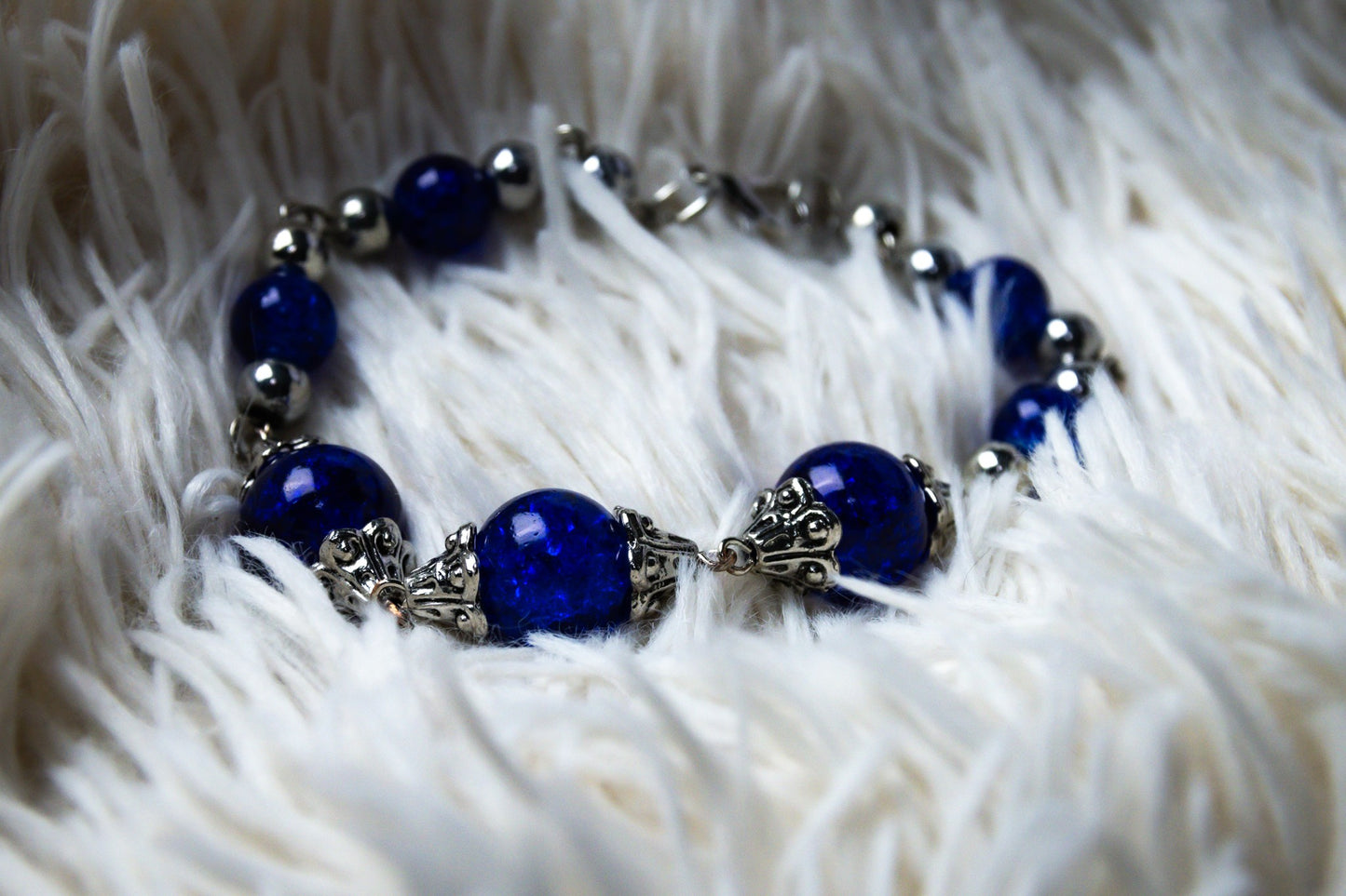 Luxury Blue Bead and Stone Necklace, Earring, and Bracelet Set