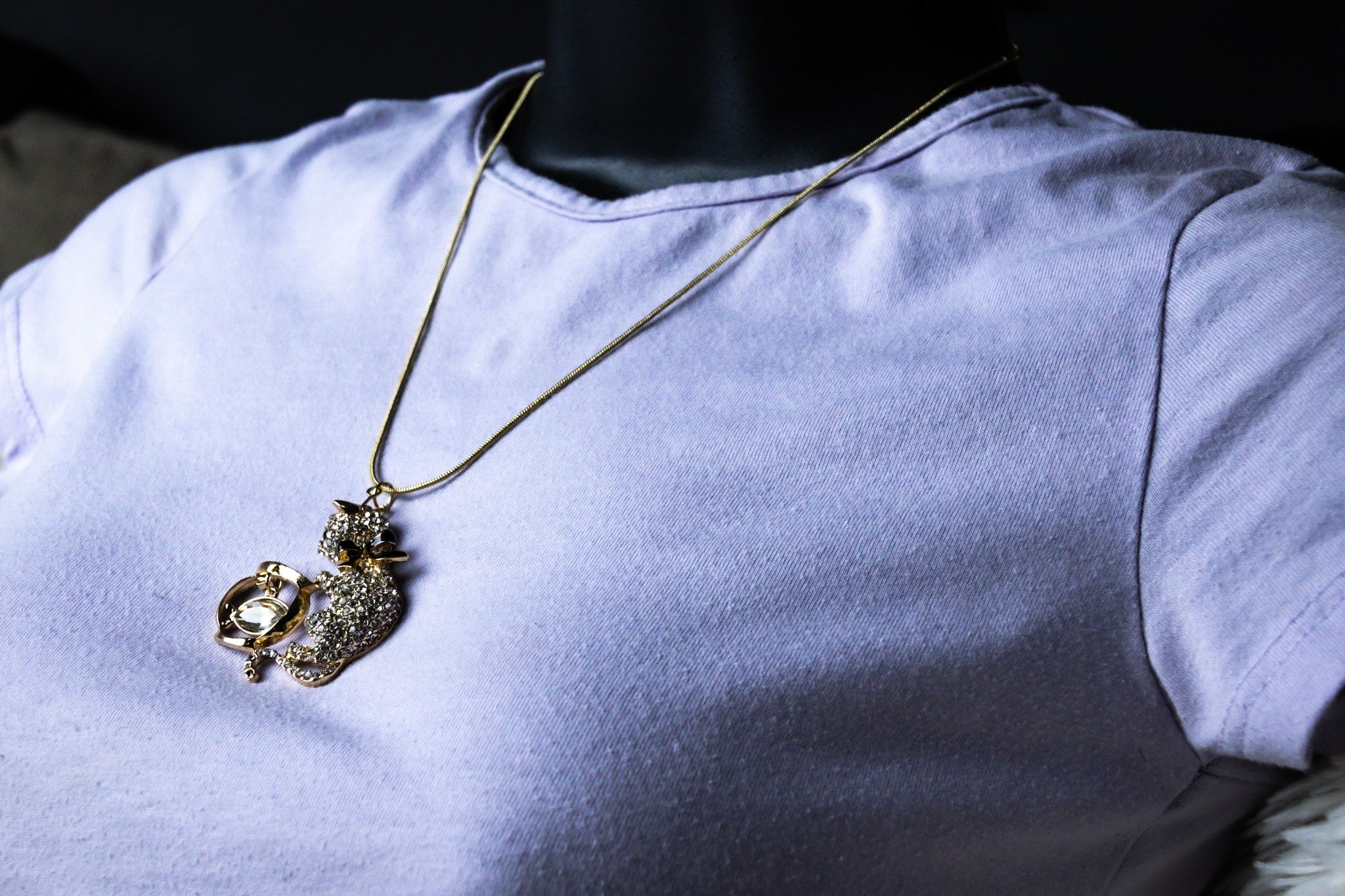 Luxury Crystal Stone Cat Necklace and Earring Set