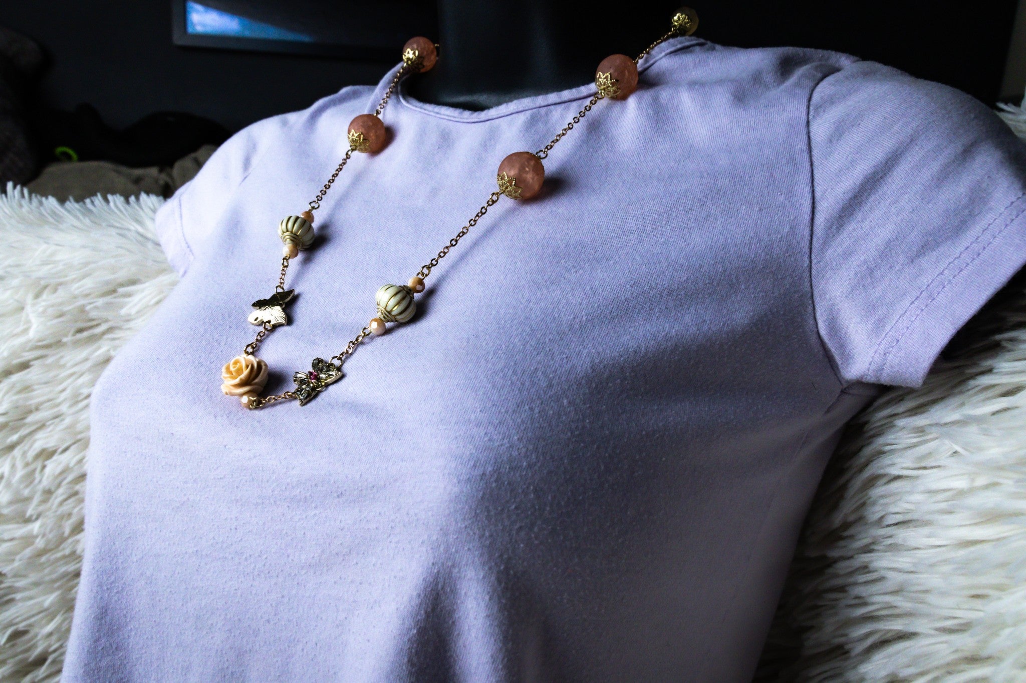 Luxury Flower and Butterfly Necklace, Earring, and Bracelet Set