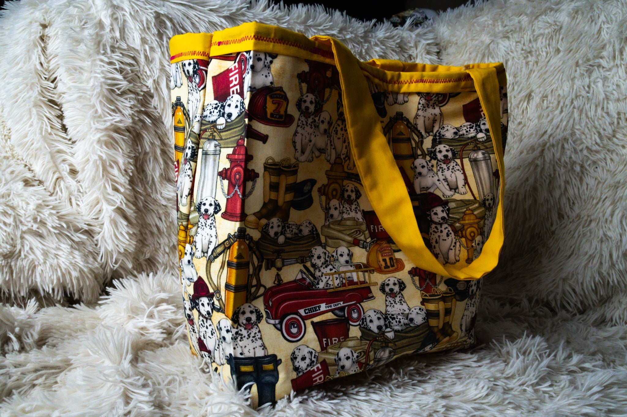 Handmade Fabric Mini Tote Set with Boy and Girl Dolls