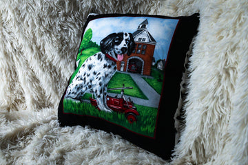 Handmade Dalmation Dog Design Pillow