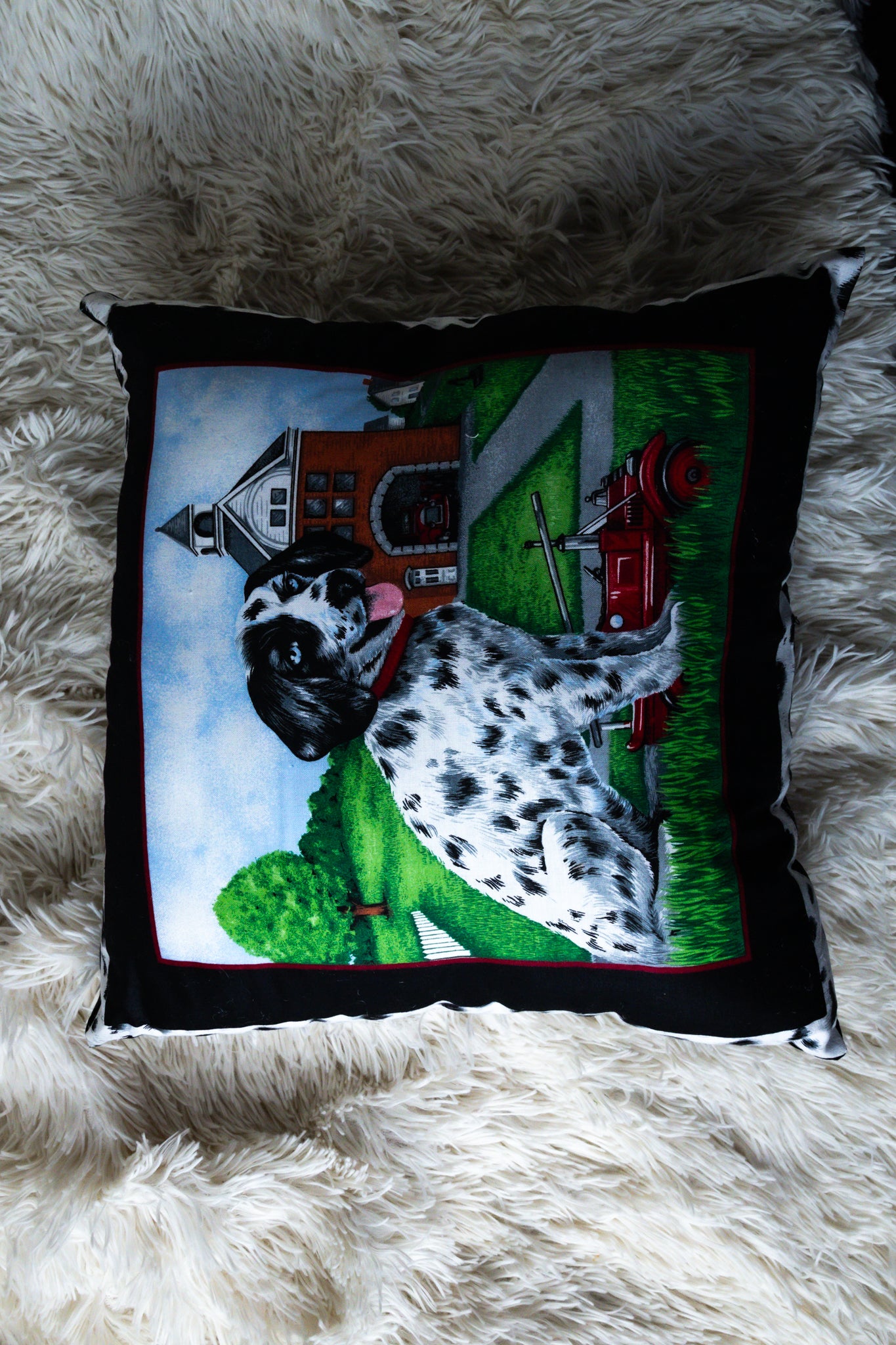 Handmade Dalmation Dog Design Pillow