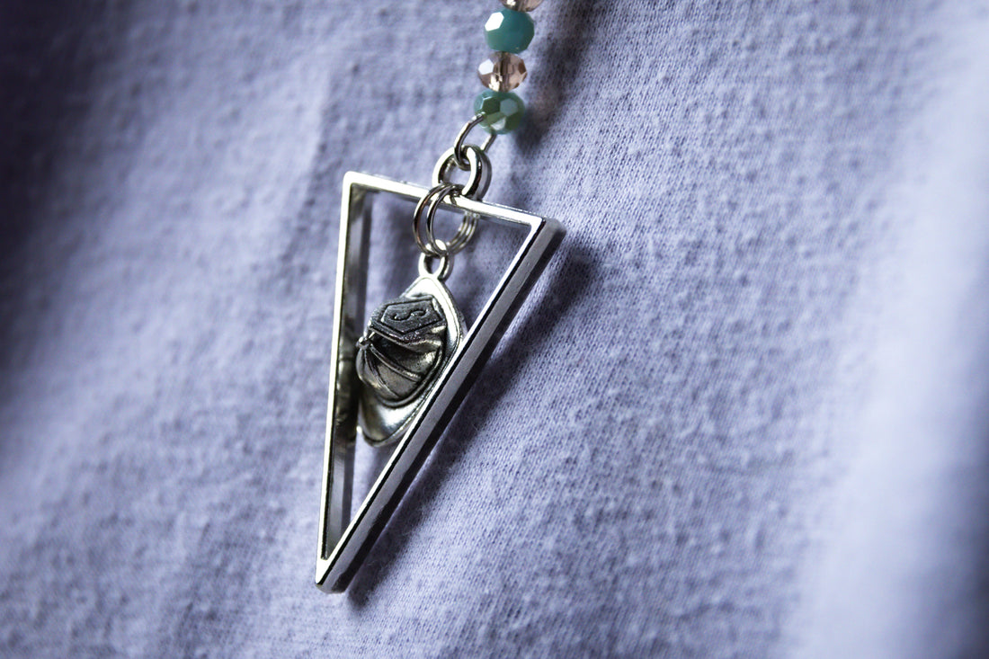 Handmade Long-Length Firefighter Fire Helmet Triangle Pendant Necklace