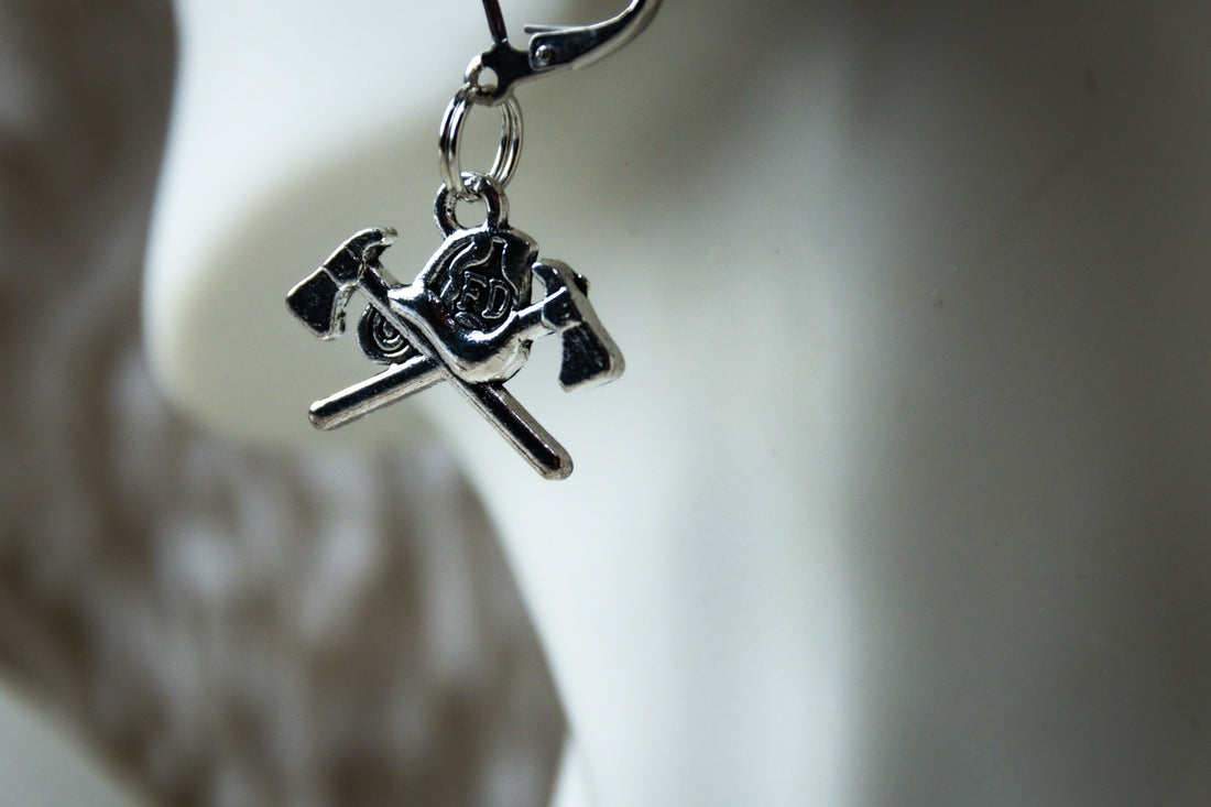 Handmade Firefighter Axe Earring Set