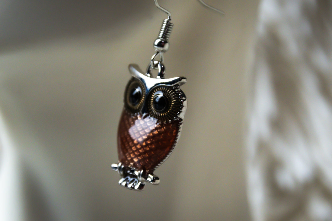 Handmade Firefighter Owl Earrings
