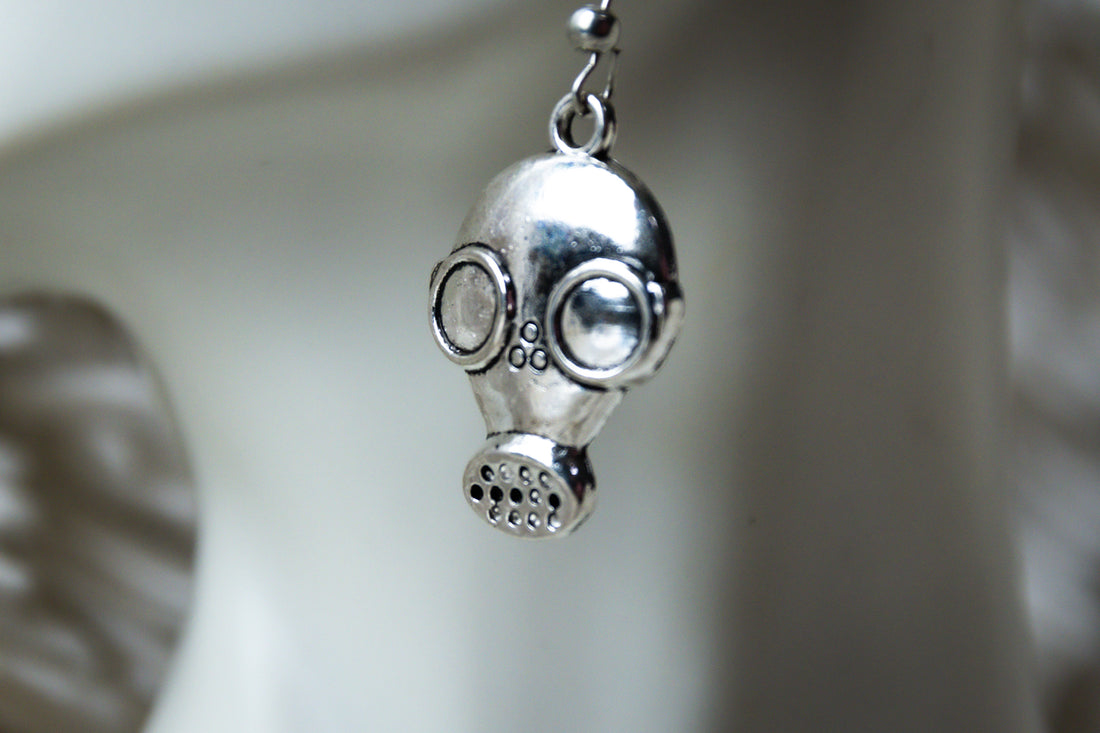 Handmade Small Firefighter Mask Earrings