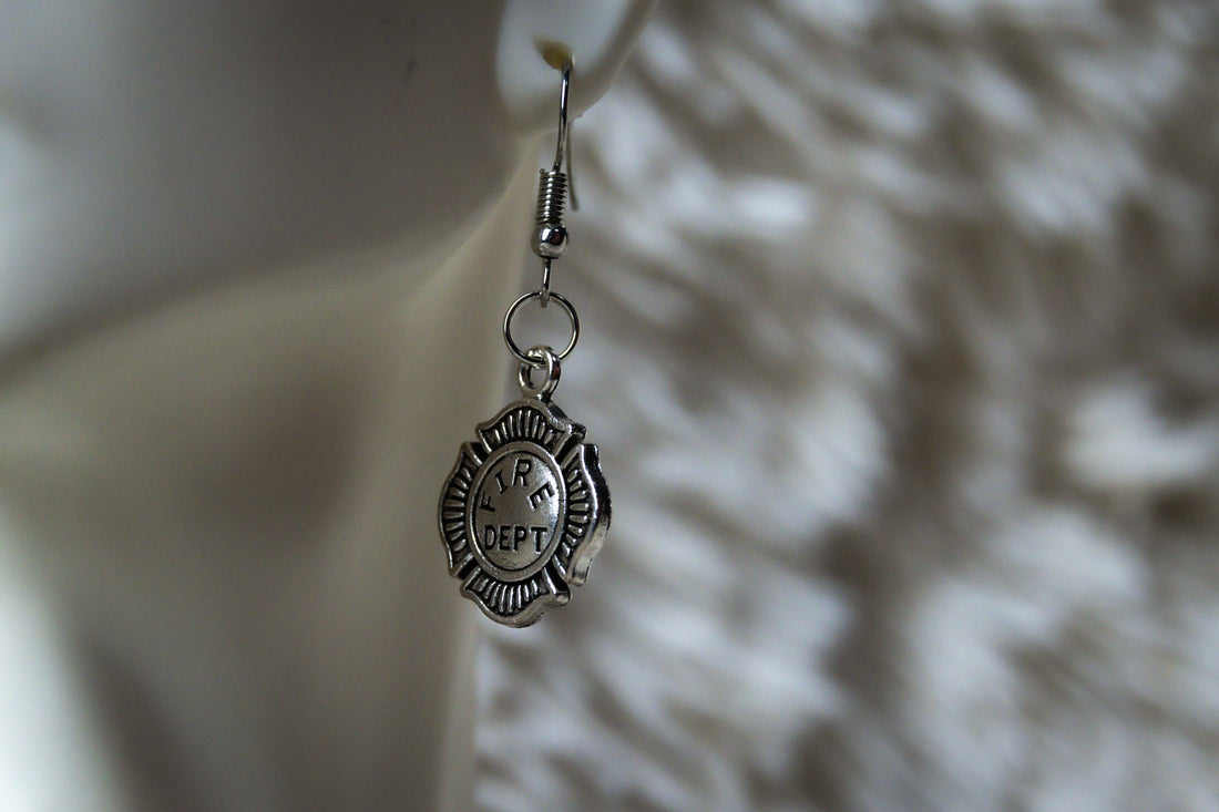 Handmade Firefighter Department Shield Earrings