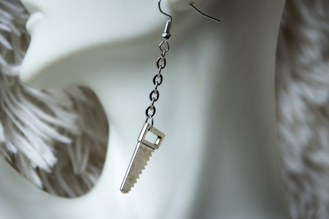 Handmade Firefighter Saw Blade Earrings