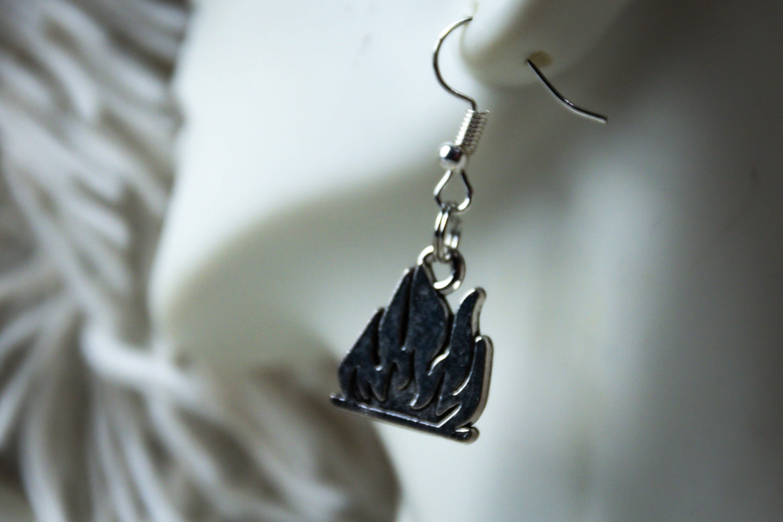 Handmade Small Firefighter Flame Earrings