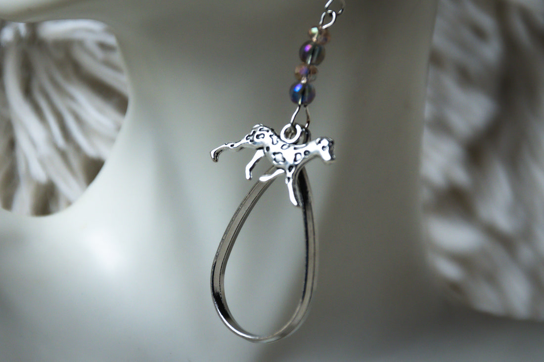 Handmade Firefighter Dog Hoop Earrings