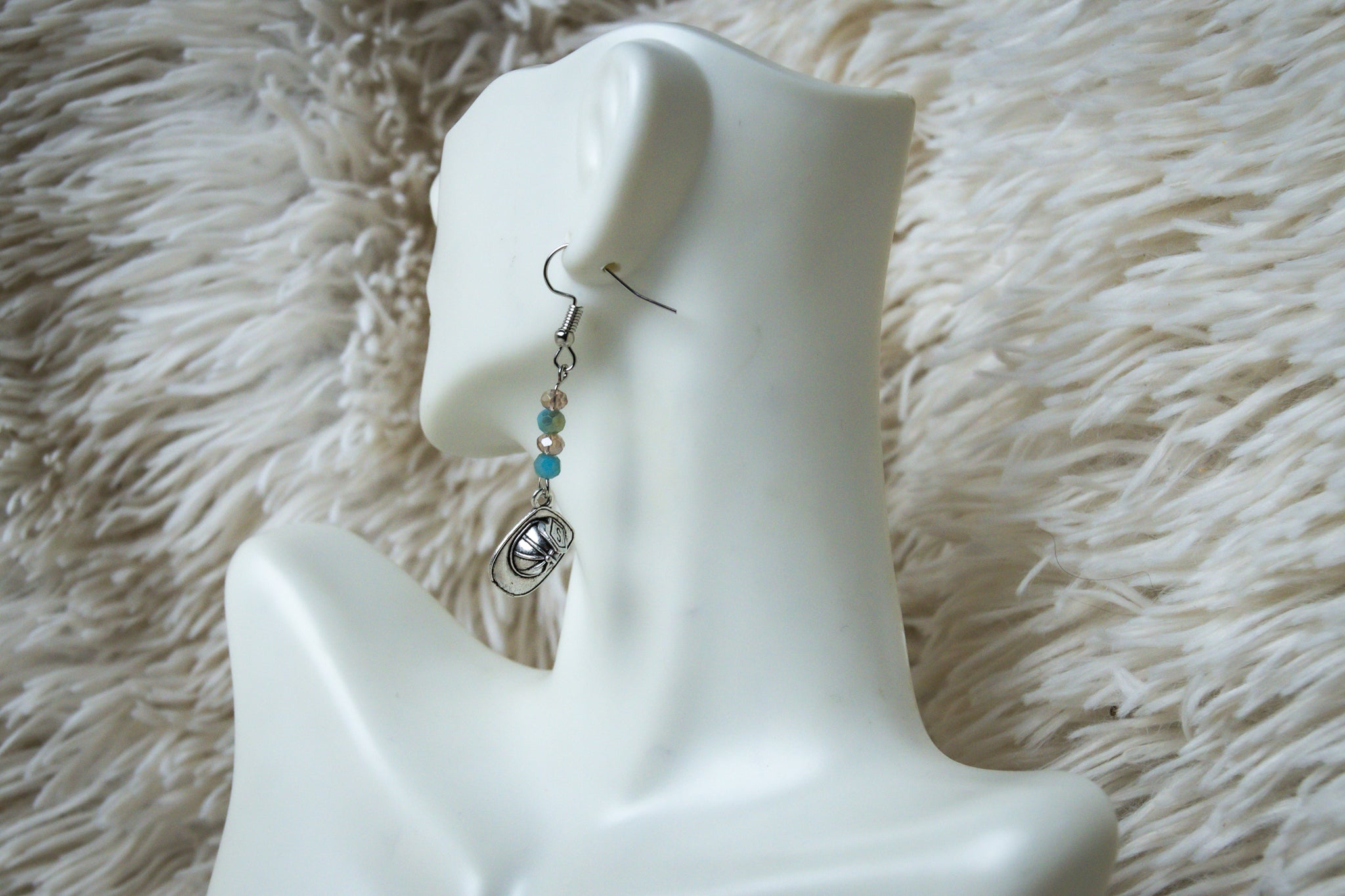 Handmade Firefighter Helmet and Bead Earrings