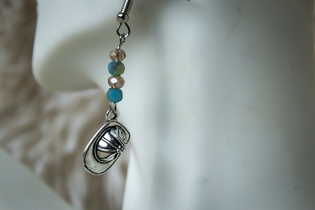 Handmade Firefighter Helmet and Bead Earrings
