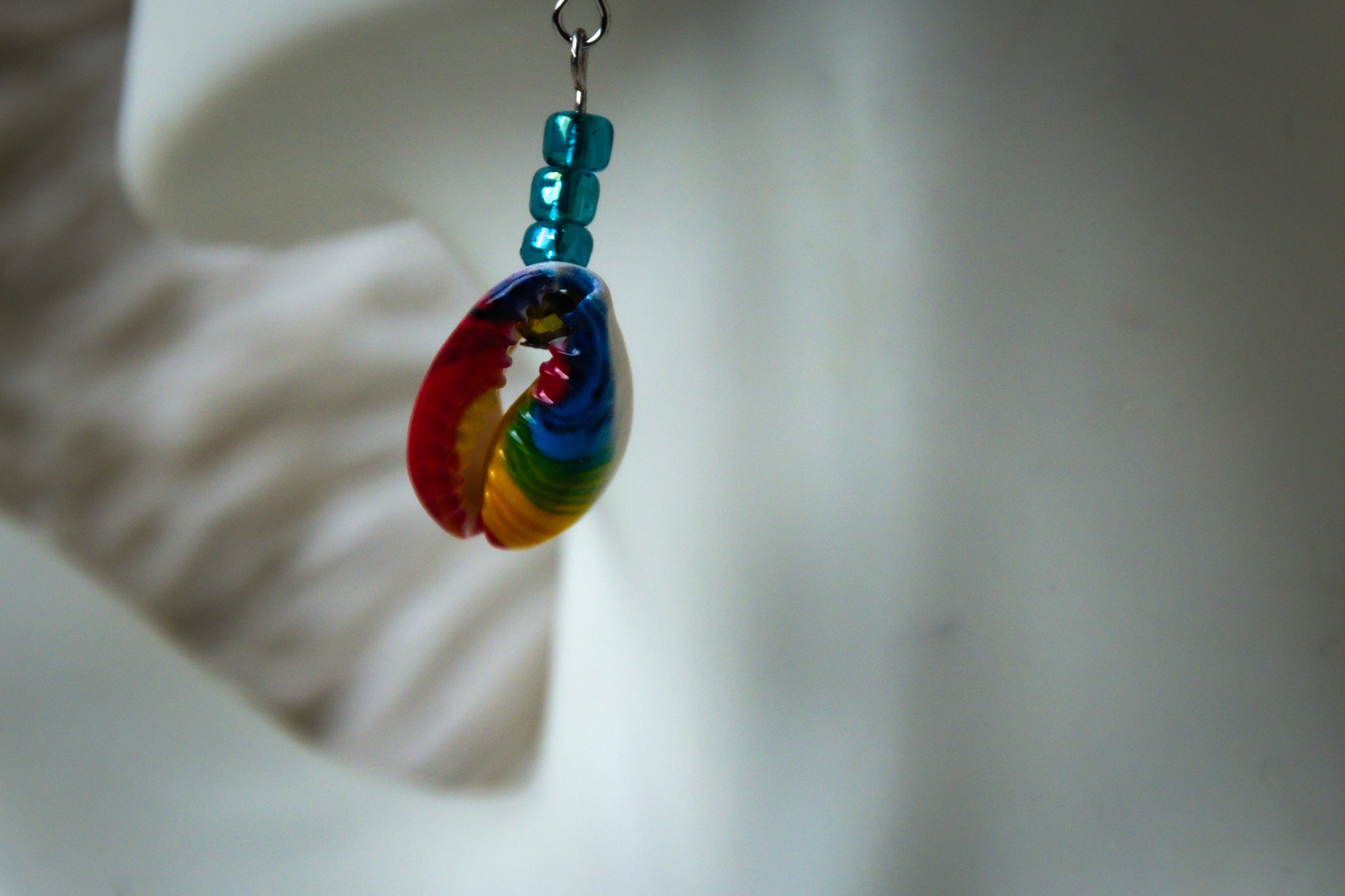Handmade Firefighter Colorful Shell and Bead Earrings