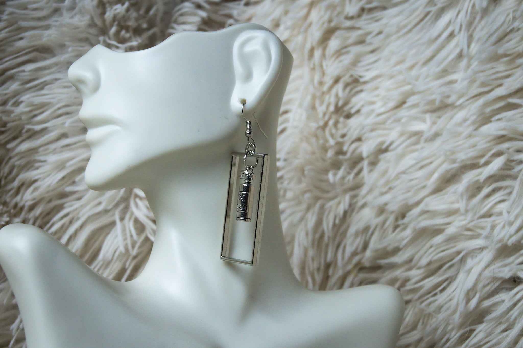 Handmade Framed Fire Extinguisher Earrings