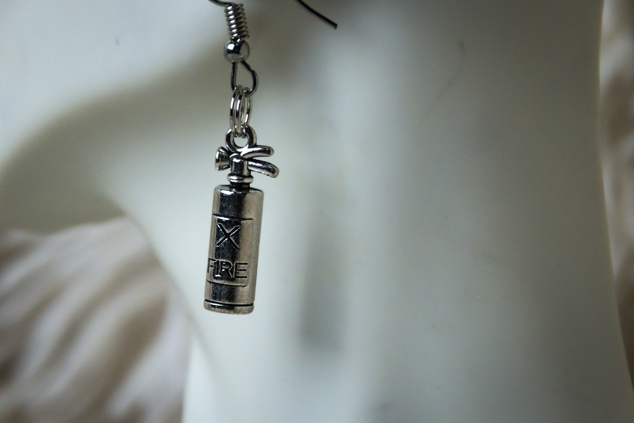 Handmade Small Fire Extinguisher Earrings