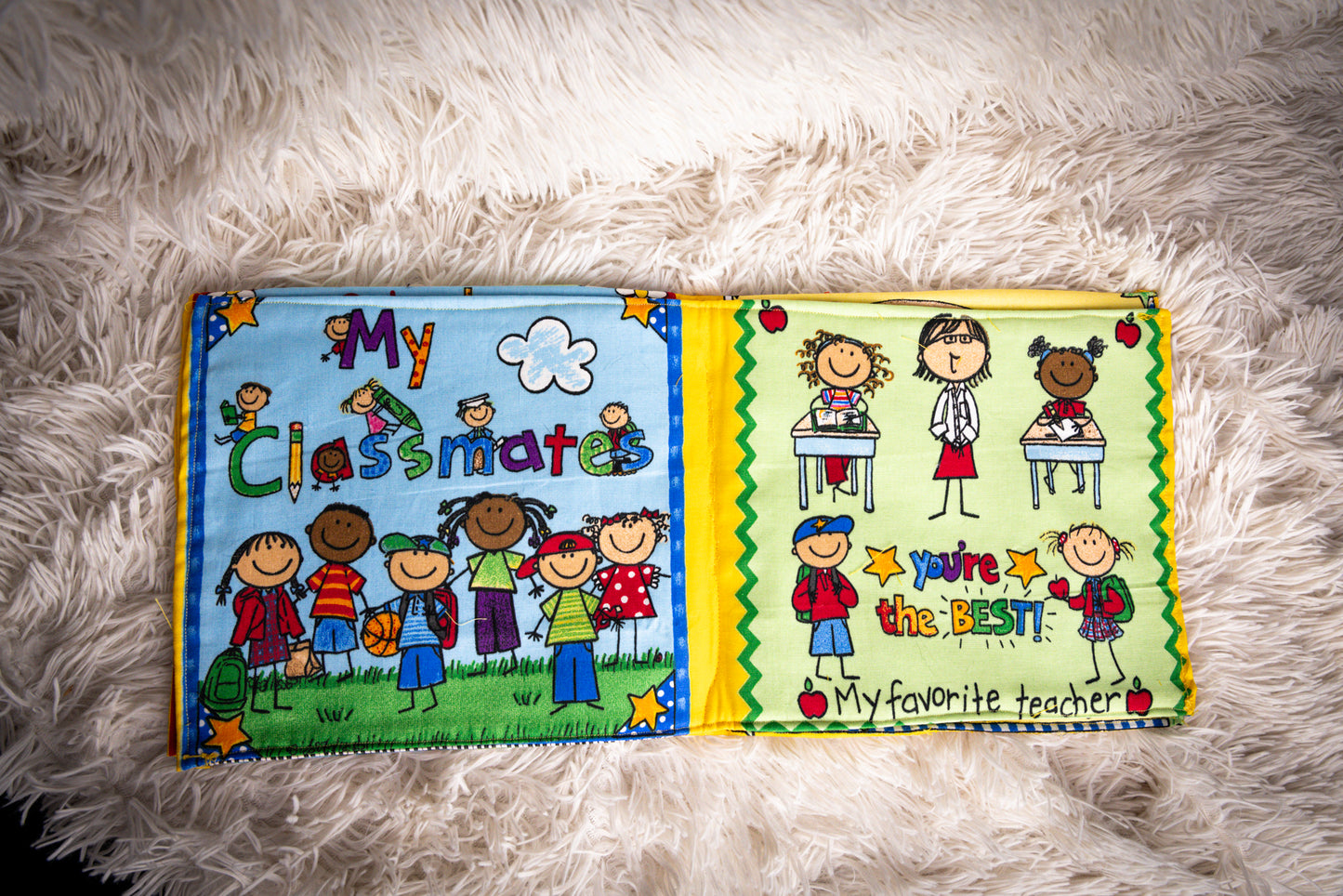 Handmade Fabric "School Days" Book