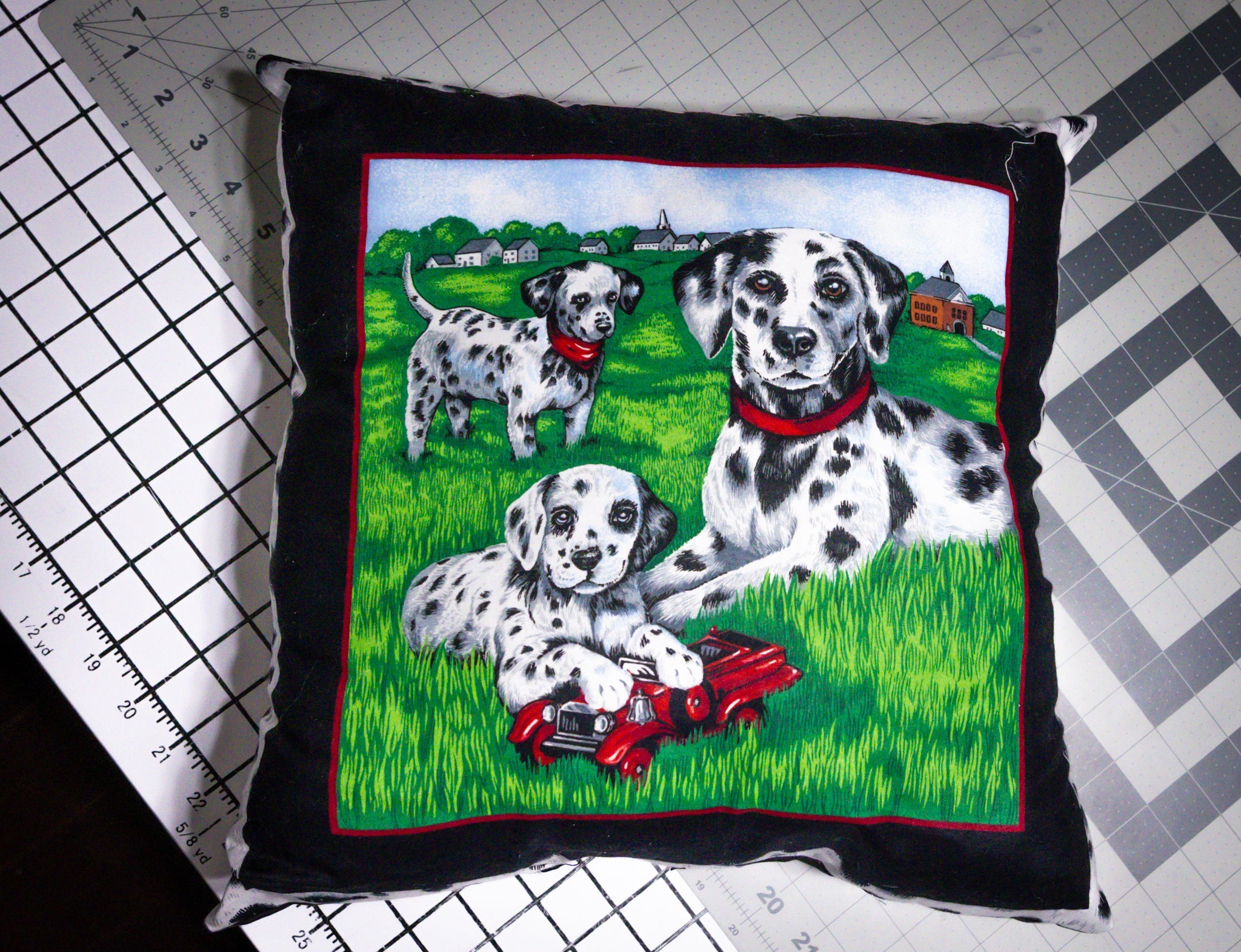 Handmade Dalmation Dog Design Pillow