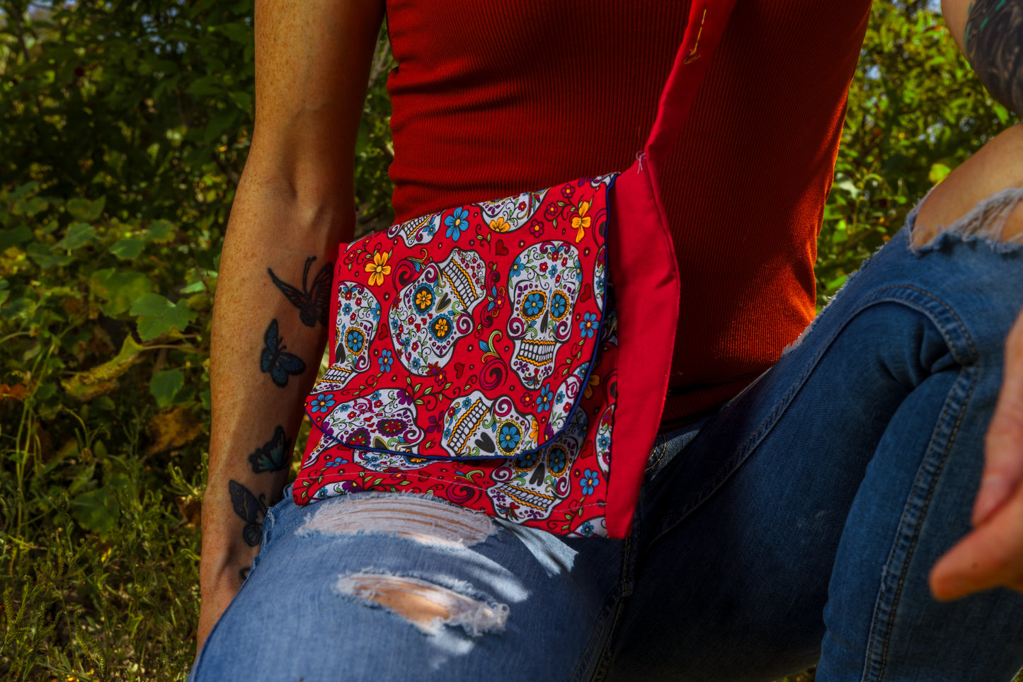 Handmade Sugar Skull Fabric Handbag